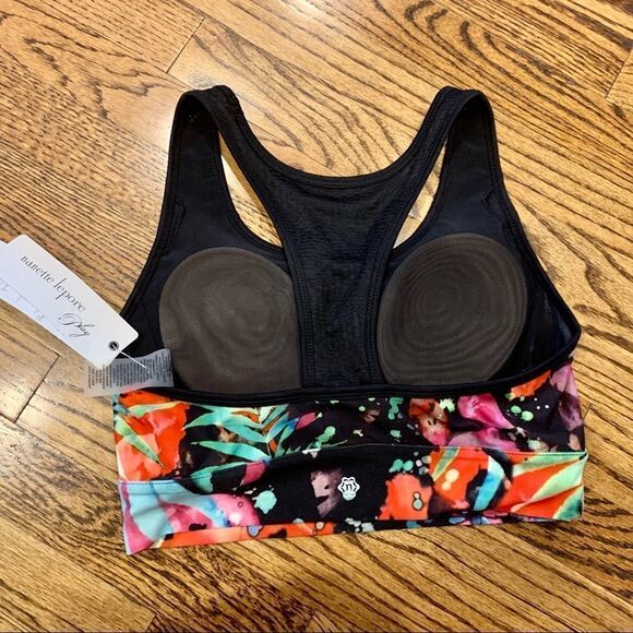 New NANETTE LEPORE Play Sports Bra Black Palm S - Picture 4 of 5